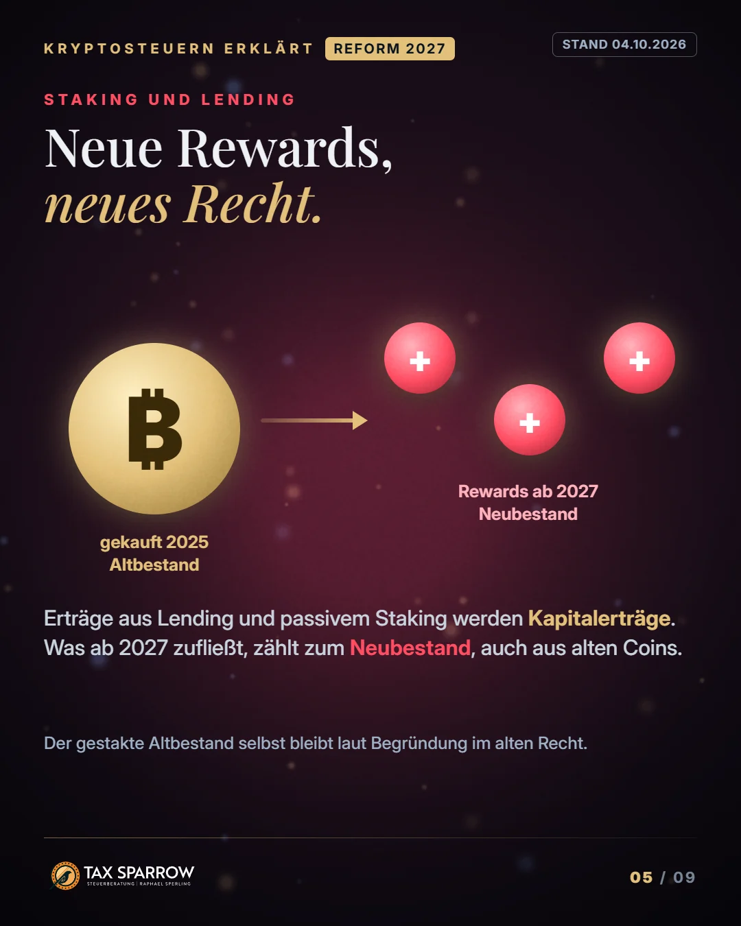 Folie 5 von 9: Staking und Lending: neue Rewards, neues Recht